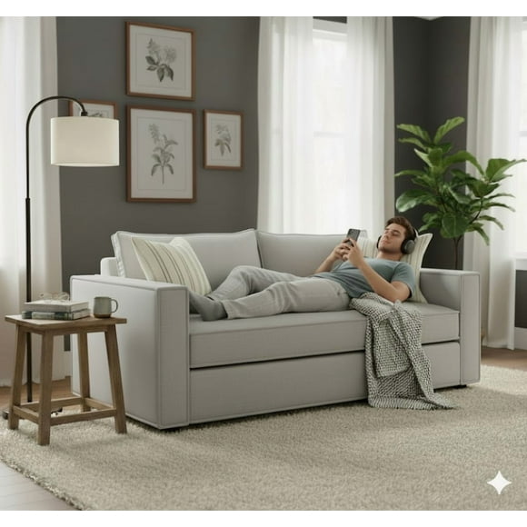 Sofa  3 Cuerpos Amira Gris Claro Resortes Full Comfort