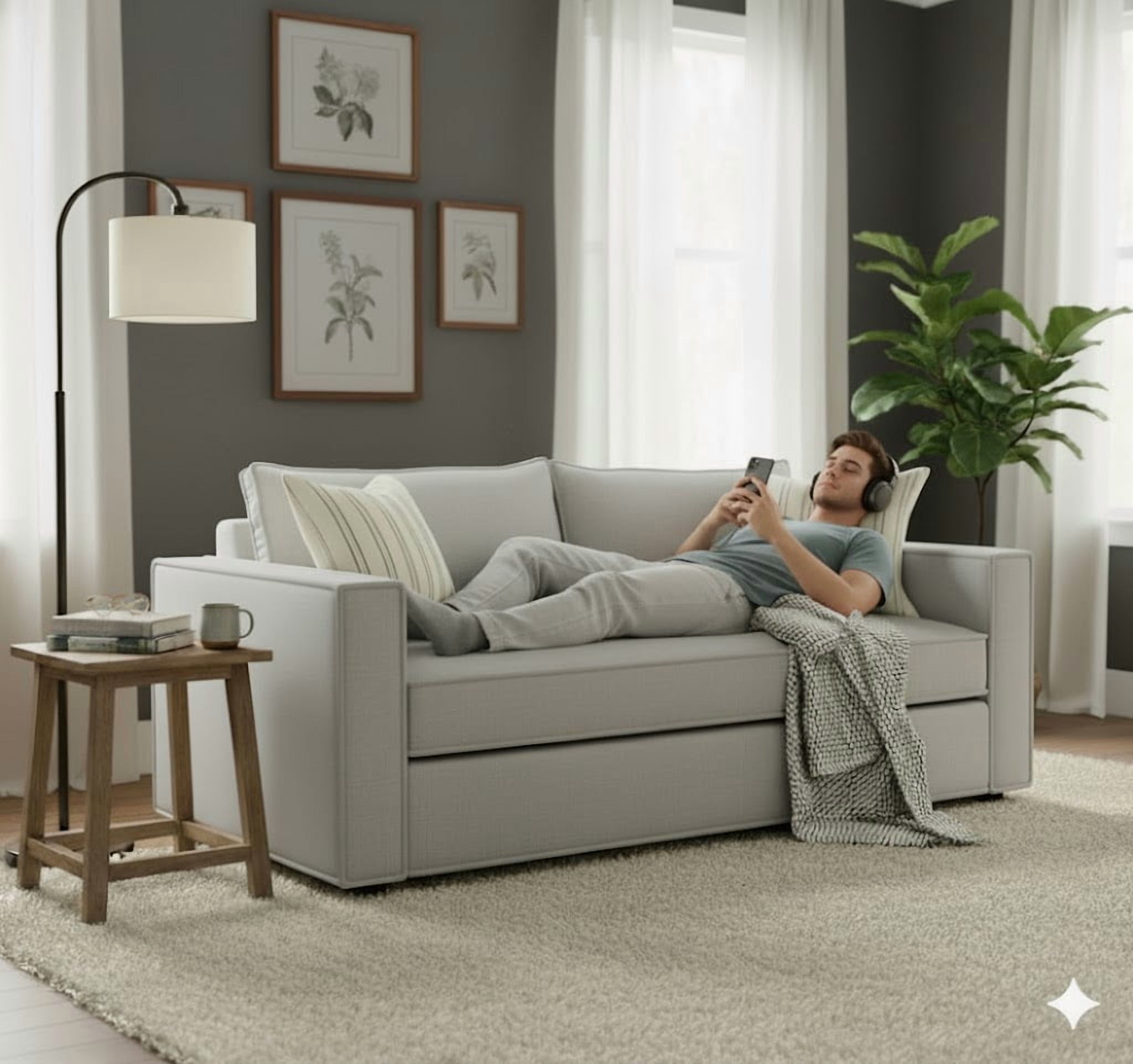 Sitial Home - Sofa 3 Cuerpos Amira Gris Claro Resortes Full Comfort