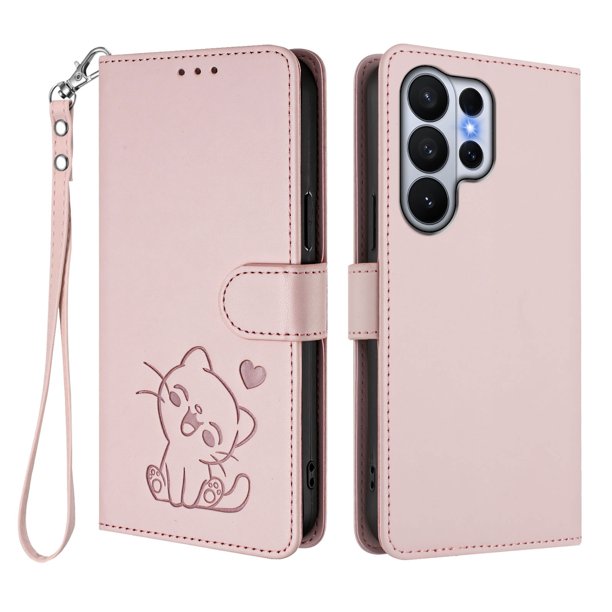 Funda de Gato tipo Libro para Samsung Galaxy S26 Ultra, Rosa