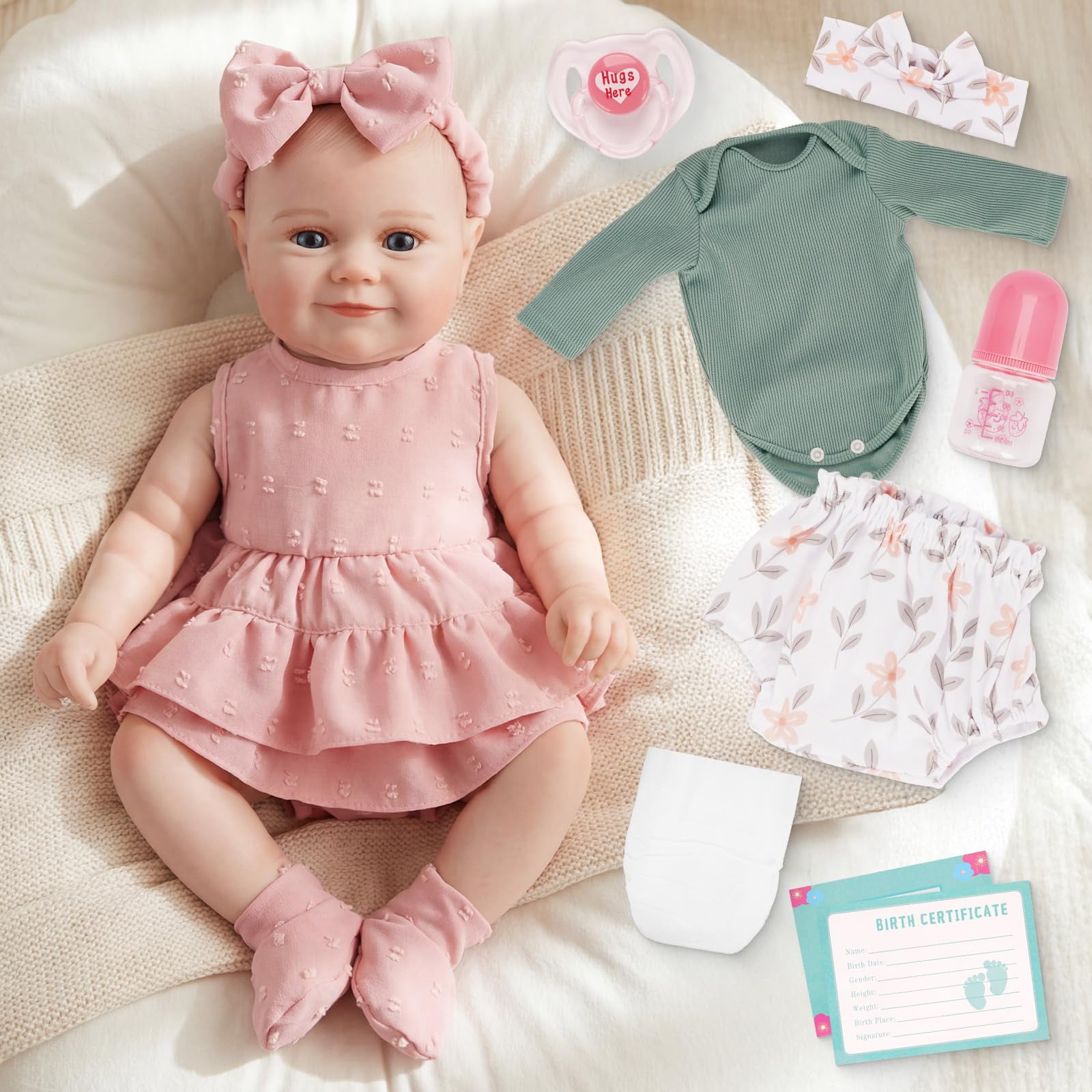 Muñeca Reborn Babesnug De 20 Pulgadas Con 2 Conjuntos De Ropa Para Niño