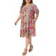 thumbnail image 4 of Agnes Orinda Vestido de Verano de Talla Grande para Mujer con Estampado Floral, Cuello en V, Manga Corta, Estilo Bohemio, para Playa o Vacaciones, con Bolsillo, Talla 1X, Rosa, 4 of 6