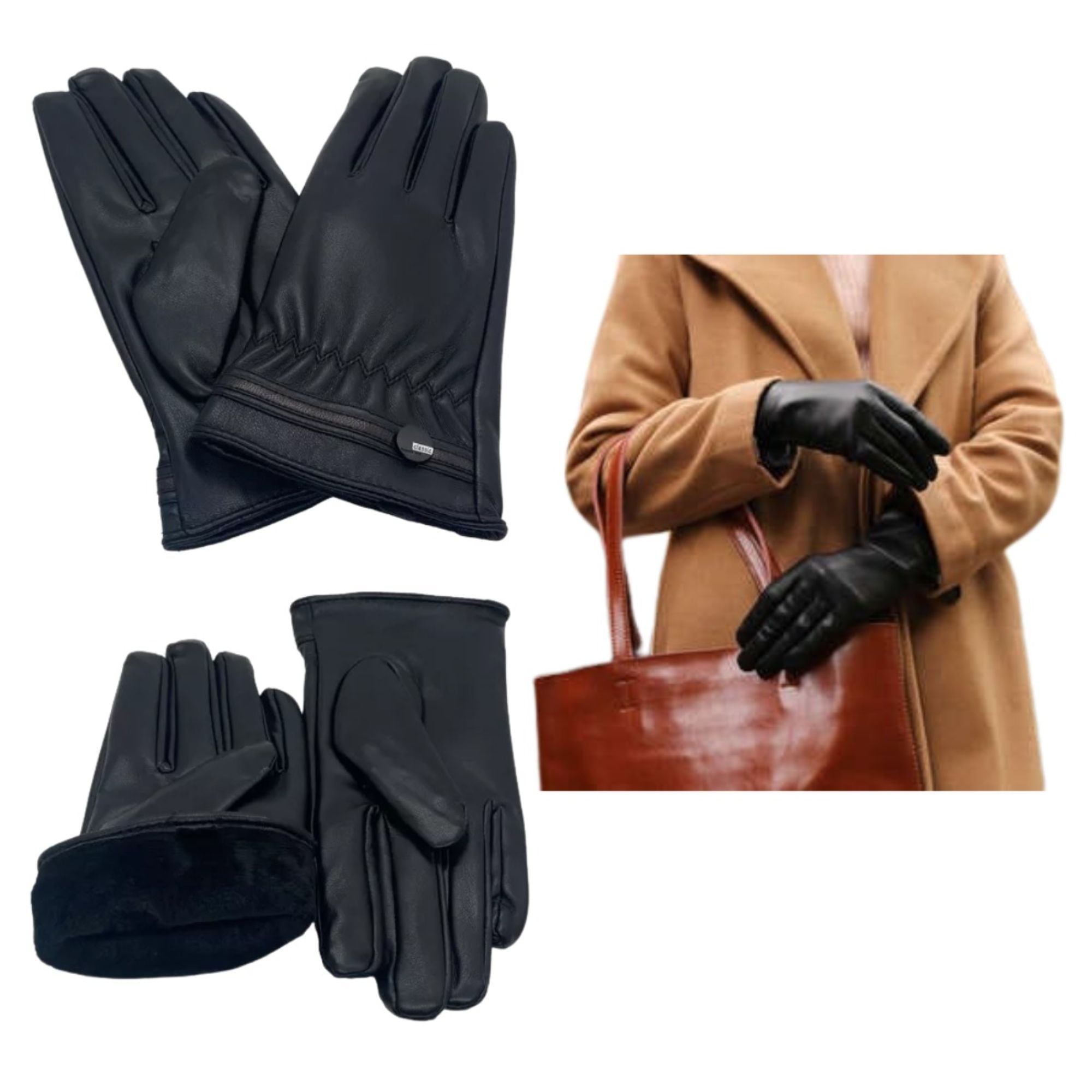 Ekolmac - Guante Para Mujer Cuero Invierno Elegante