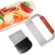thumbnail image 5 of Cuchillo ondulado, cortador ondulado, cortador de papas fritas, cortador de waffles, hoja de acero inoxidable, mango de madera, cuchillo para picar ensalada de verduras, 2 piezas, 5 of 6