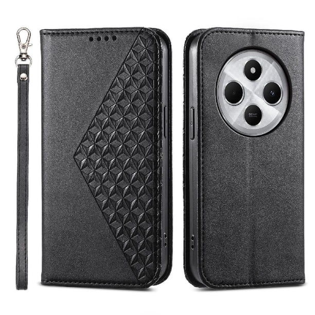 Funda Flip FOXDOCK para Xiaomi Redmi 14C 4G , Estilo Billetera con Diseño Rombo, Correa de Mano y Soporte, Uso Diario