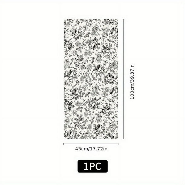 1 Roll Vintage Peel And Stick Floral Wallpaper Removable White/Black Sticker Self Adhesive Mural 17.72in*39.37in Home Decor