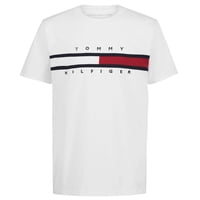 Camiseta Tommy Hilfiger De Manga Corta Para Niños Con Bandera De 8 A 10 Años, Color Blanco