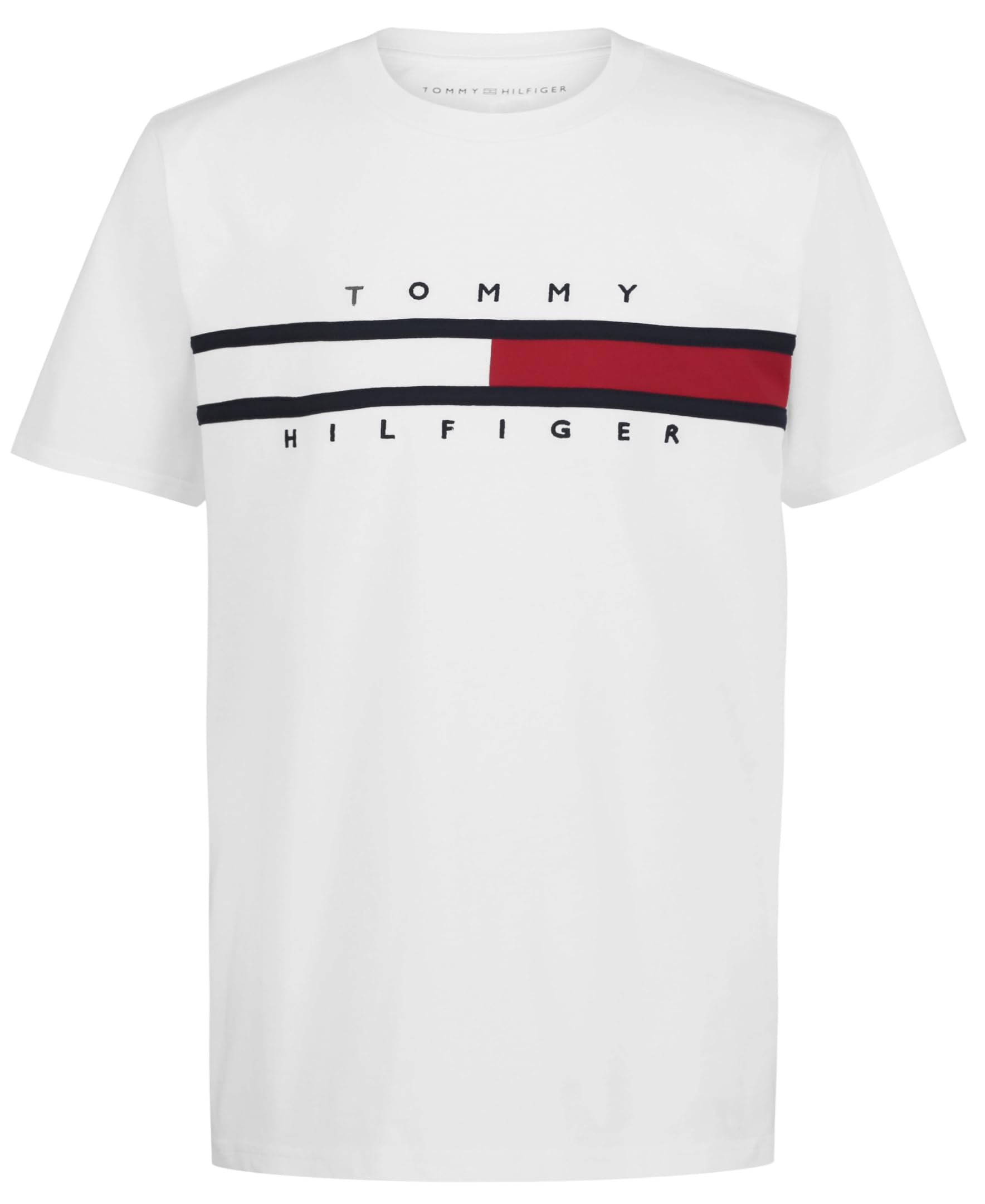 Camiseta Tommy Hilfiger De Manga Corta Para Niños Con Bandera De 8 A 10 Años, Color Blanco