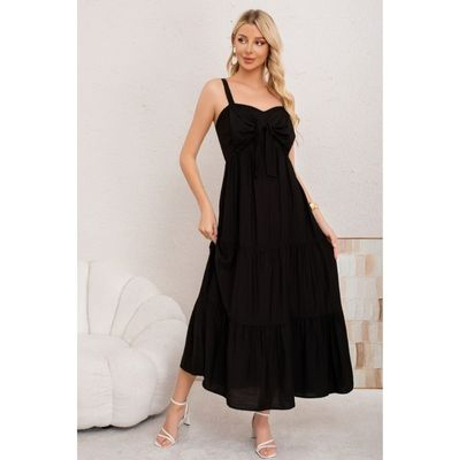 Likeshop - Maxi Vestido Mujer Largo Liso Tirantes Ajustables Eventos Fiesta 3361