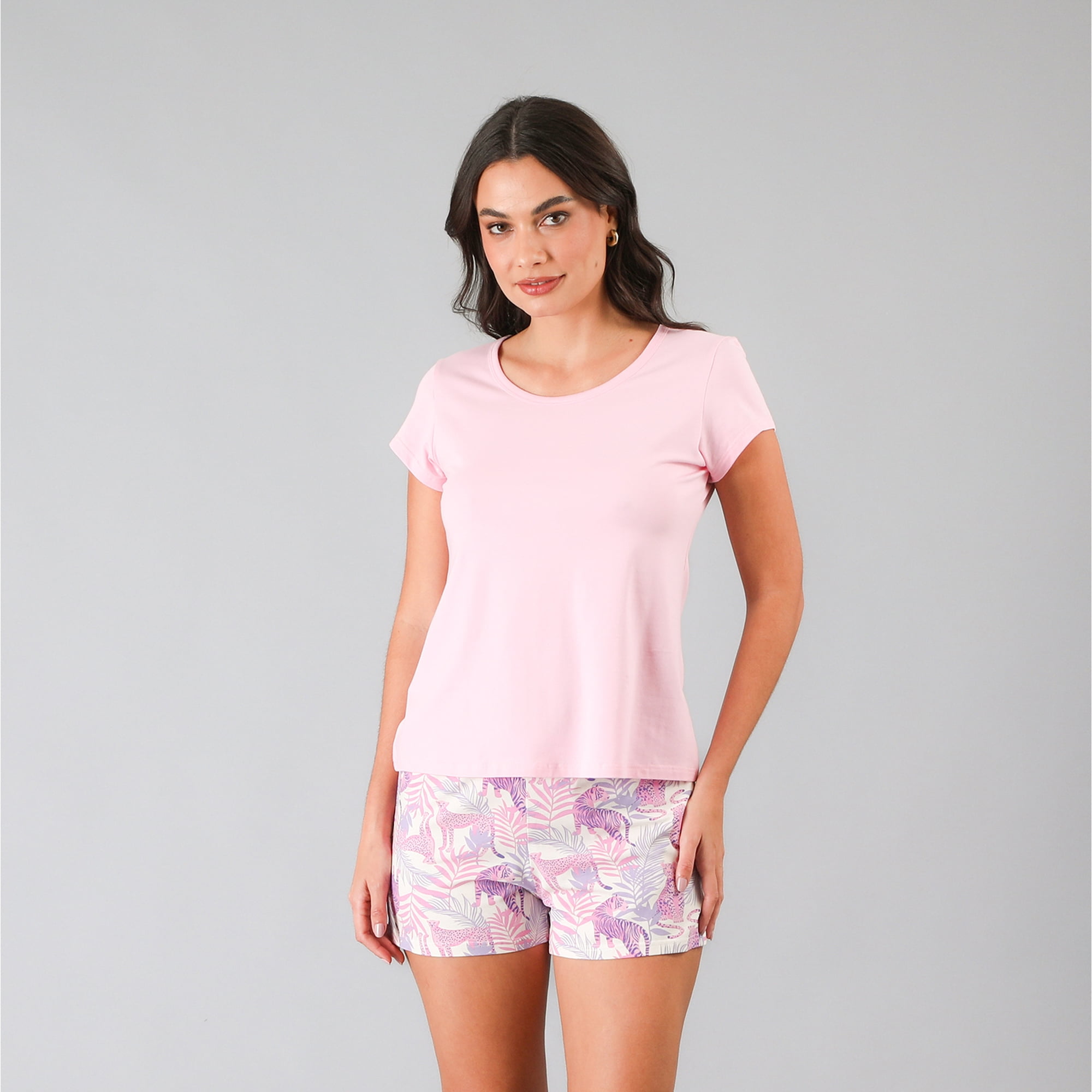 Pijamas Top + Short Flores Mujer 33867-250