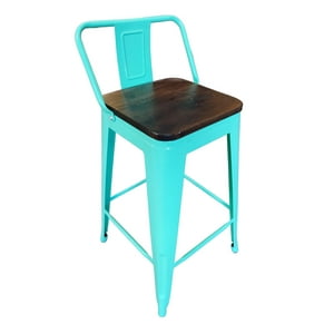 Tolix - Pack 4 Pisos Turquesa Tauretes 66 Cm Altura Departamento Con Madera