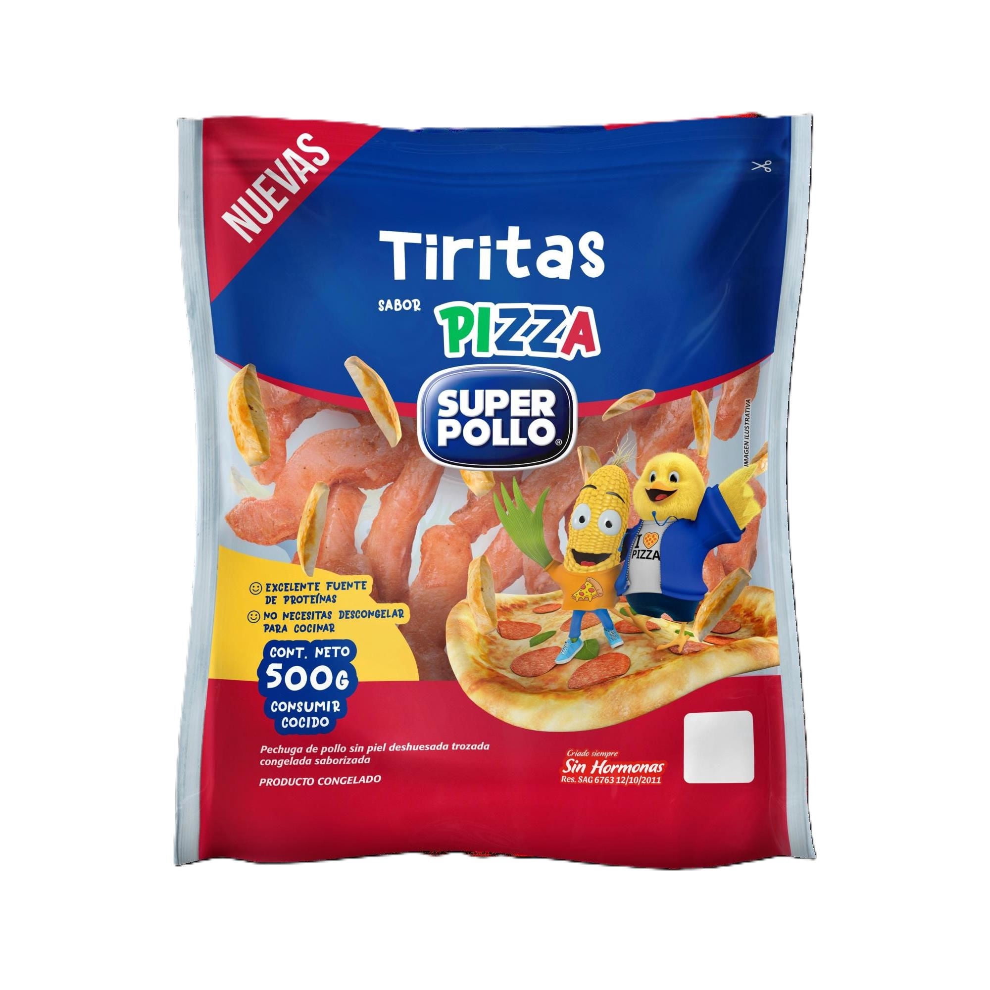 Tiritas de pechuga pollo iqf sabor pizza, 500 g