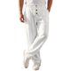 thumbnail image 1 of Pantalones de Lino Transpirables con Botón y Cintura con Cordón para Hombre INSPIRE CHIC 36 Blanco, 1 of 6