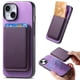 thumbnail image 4 of Funda de Cuero Magnética con Tarjetero para iPhone 14 Cubierta Delgada Morado, 4 of 5