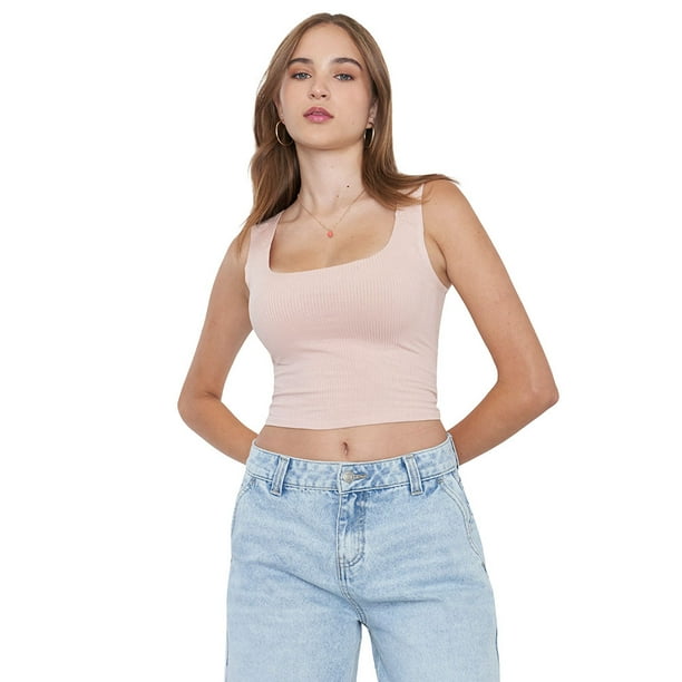 Polera Mujer Sin Mangas Tira Ancha Palo Rosa Corona