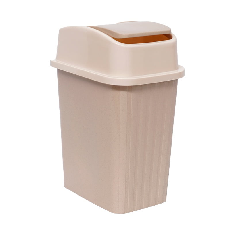 Basurero Plastico Beige Papelera 12 Litros Tapa Vaiven Wakeshome