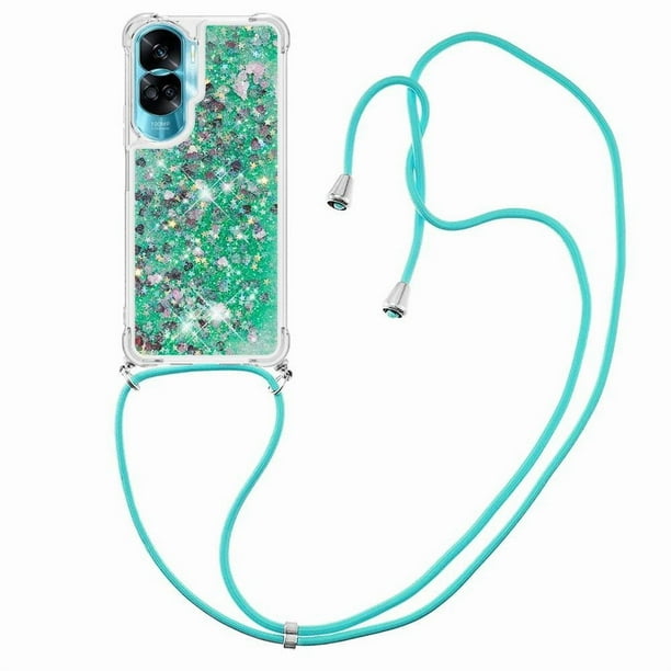 Funda FOXDOCK para Honor 90 Lite con Cuerda Ajustable, Brillo Líquido, Protección Antigolpes y Lente – Ideal para Regalo