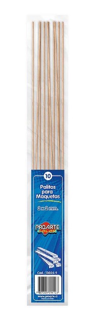 Proarte - Palitos De Maqueta 2 X 2 Mm 10 Unidades