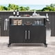 thumbnail image 2 of K&K 54.5" Outdoor Kitchen Island with Stainless Steel Tabletop, Metal Grill Cart Table with Storage Cabinet, Spice Rack and Towel Rack, Outdoor Bar Cart with 4 Lockable Wheels for Outside BBQ, 2 of 3