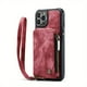 thumbnail image 1 of Wallet Case For IPhone 14/13/12/11 With RFID Blocking Leather Case With Card Holder & Kickstand, Zipper Strap Double Button Flip Shockproof Case, 1 of 3