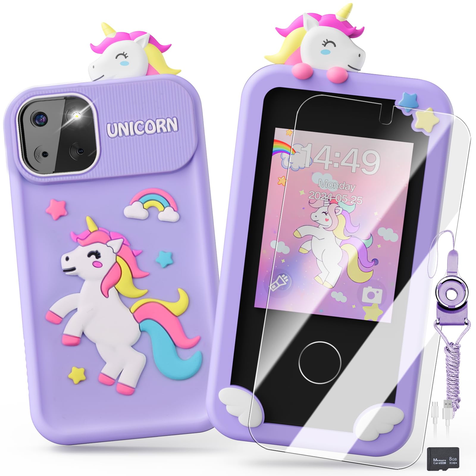 Toy Phone Luyiilo Kids Smart Unicorn Con Cámara De 10 Mp Para 16 Juegos
