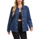 thumbnail image 2 of INSPIRE CHIC Chaquetas de Mezclilla para Mujer Desgastadas con Botones y Mangas Largas Chaqueta de Jean Moderna con Bolsillos S Azul Oscuro, 2 of 6