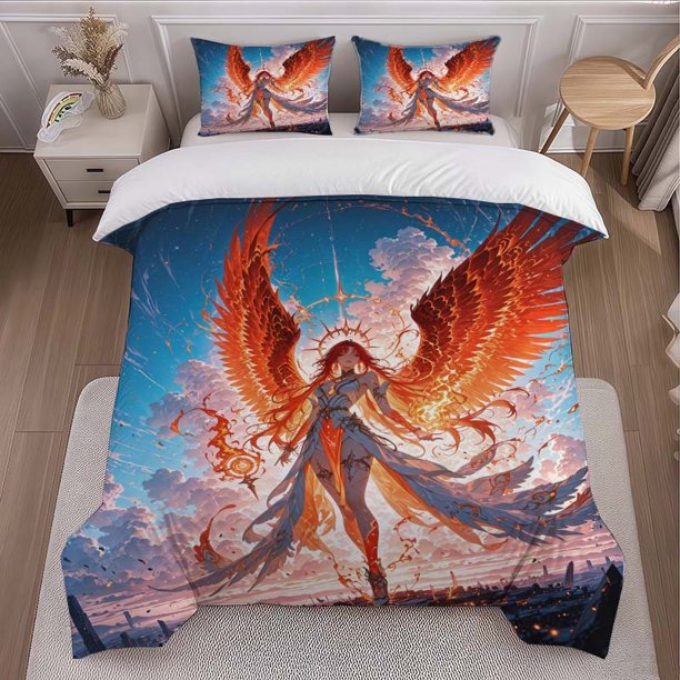 Fire Winged Goddess Themed Bedding Set Duvet Cover and Pillowcase Set