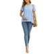 thumbnail image 2 of INSPIRE CHIC Camisetas de Maternidad Casual de Mujer con Cuello Redondo, Mangas con Volantes, Botones, Babydoll, Ajuste Suelto, Peplum, Talla S Azul, 2 of 6