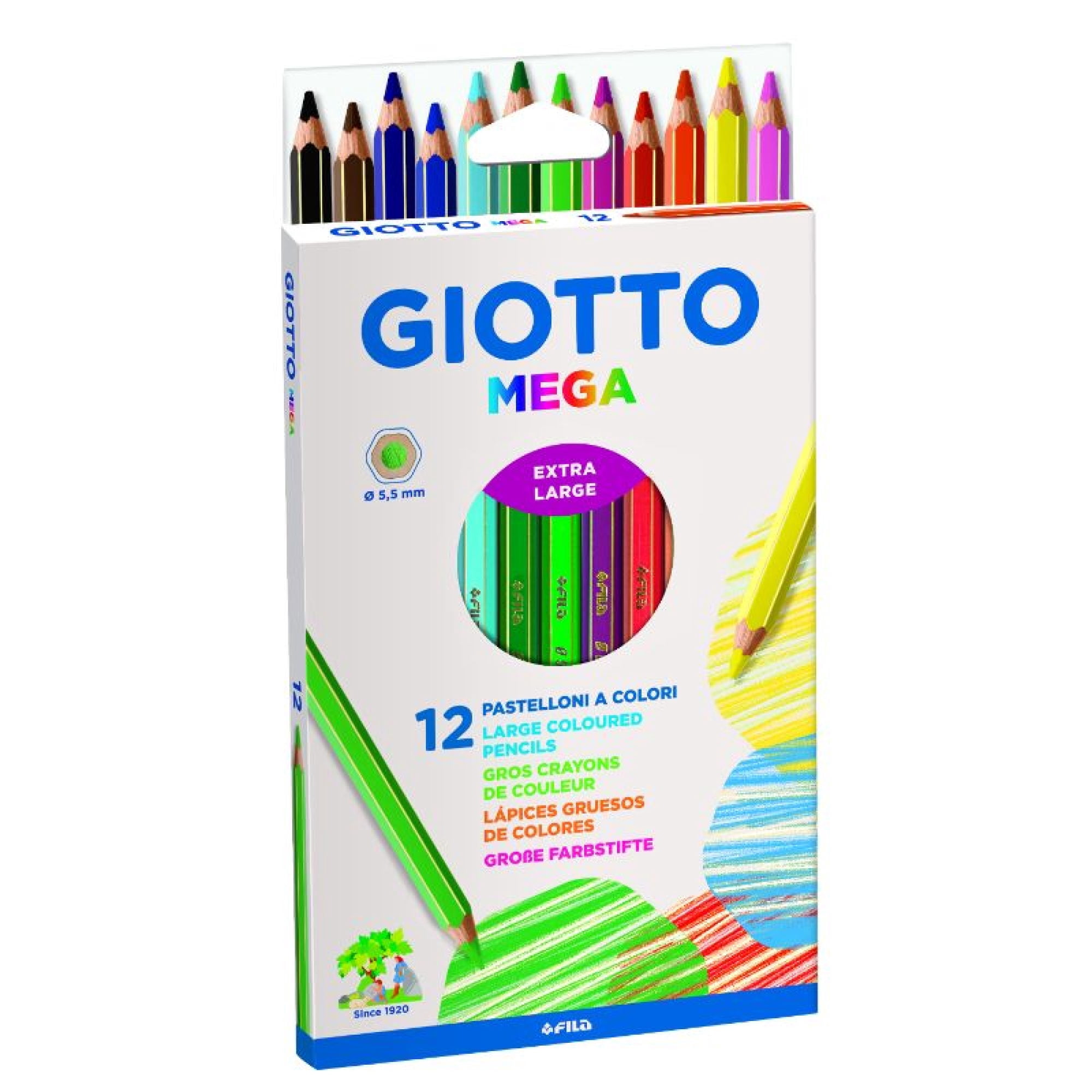 Lápices De Colores Mega, Caja 12 Un 1 Giotto