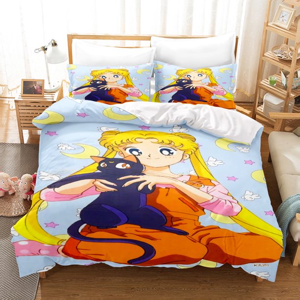 Sailor Moon Duvet Cover Set Bedding Comforter Sets King Size 3D Children'S Bedding Set