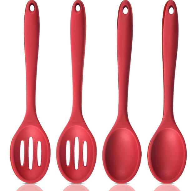 Juego de cucharas de silicona para cocinar Cuchara de servicio de silicona Cuchara mezcladora antiadherente de silicona Cuchara ranurada Cuchara grande antiadherente resistente al calor