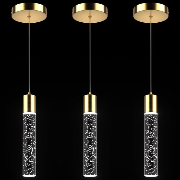 Paquete de 3 lámparas colgantes Esfos Kitchen Island con burbuja de cristal