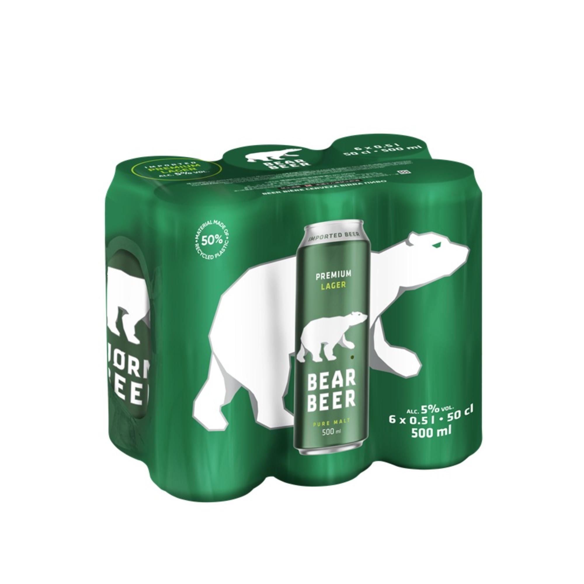 Cerveza Lager 5° Pack 6 Lata 500 ml Bear Beer
