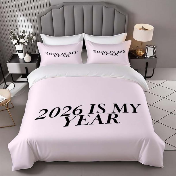 2026 is my year Theme Bedding Set | Comfortable and Soft Polyester Duvet Cover and 2 Pillowcases Ideal for All Seasons Perfect Gift for Family and Friends