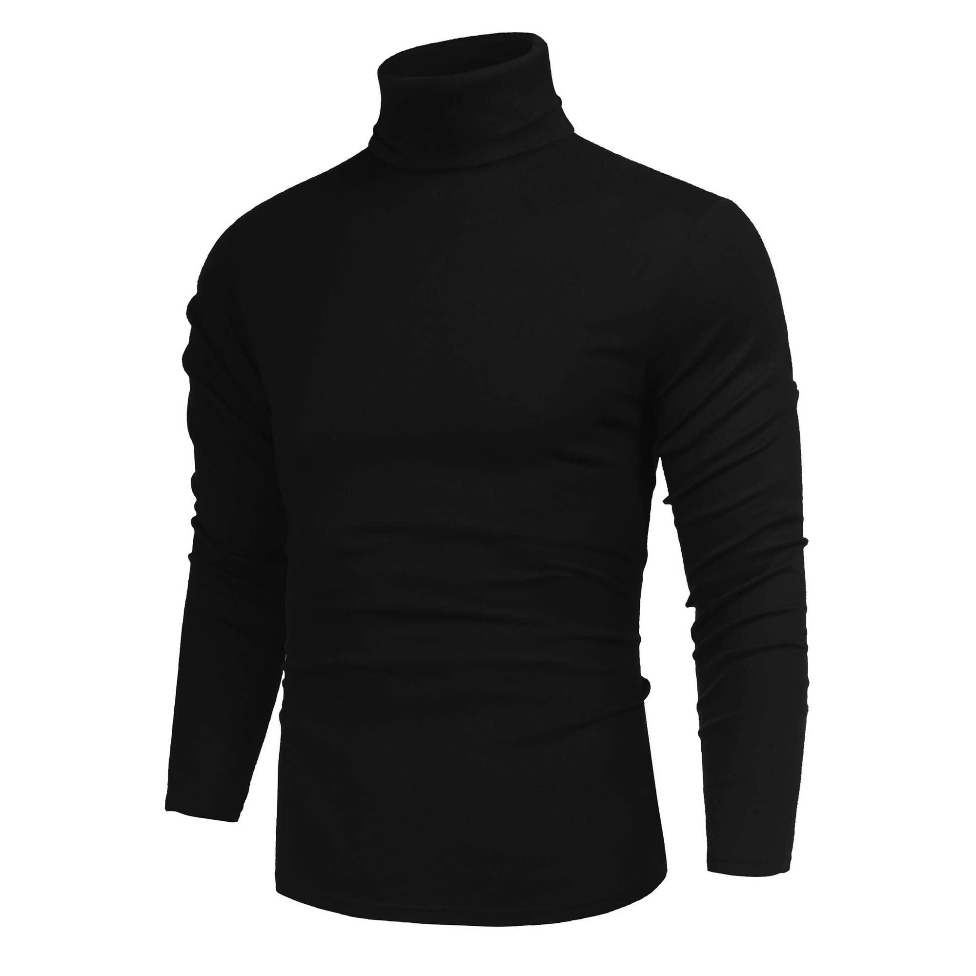 Suéter Negro De Algodón Slim Fit Con Cuello Alto Para Hombre Poriff