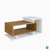 Be Design - Mesa De Centro Bicolor 70 Cm Blanco Miel Estilo Nórdico