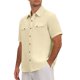 thumbnail image 4 of INSPIRE CHIC Camisa de Verano para Hombre con Bolsillos Dobles en el Pecho, Manga Corta, Camisas de Lino Transpirables M Beige, 4 of 6
