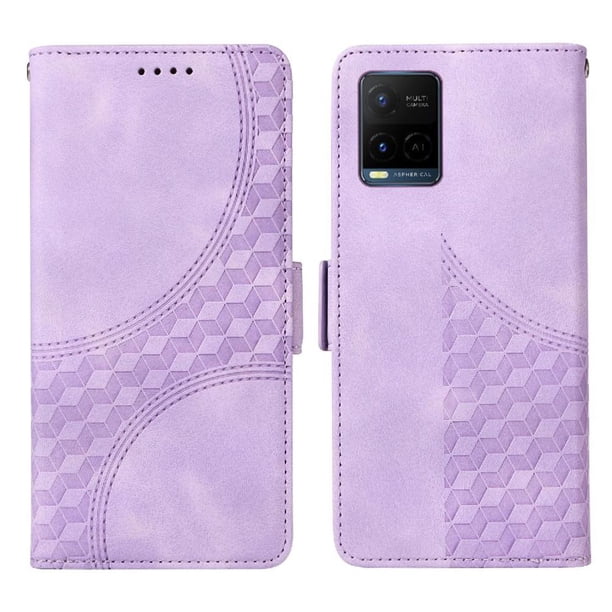 Carcasa FOXDOCK Vivo Y21s de cuero PU, diseño acolchado clásico, protección contra caídas y rayones