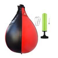 Magideal - Bolsa De Boxeo De Material Cuero Pu, Bolsa De Boxeo, Speedball, Resistente, Giratoria, Para Colgar, Para Entrenamiento Físico, Mma, Boxeo, Thai Caseing Thai , Negro Rojo