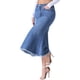 thumbnail image 4 of INSPIRE CHIC Falda Larga de Mezclilla de Mujer de Cintura Alta en Línea A con Cola de Pescado L Azul, 4 of 6