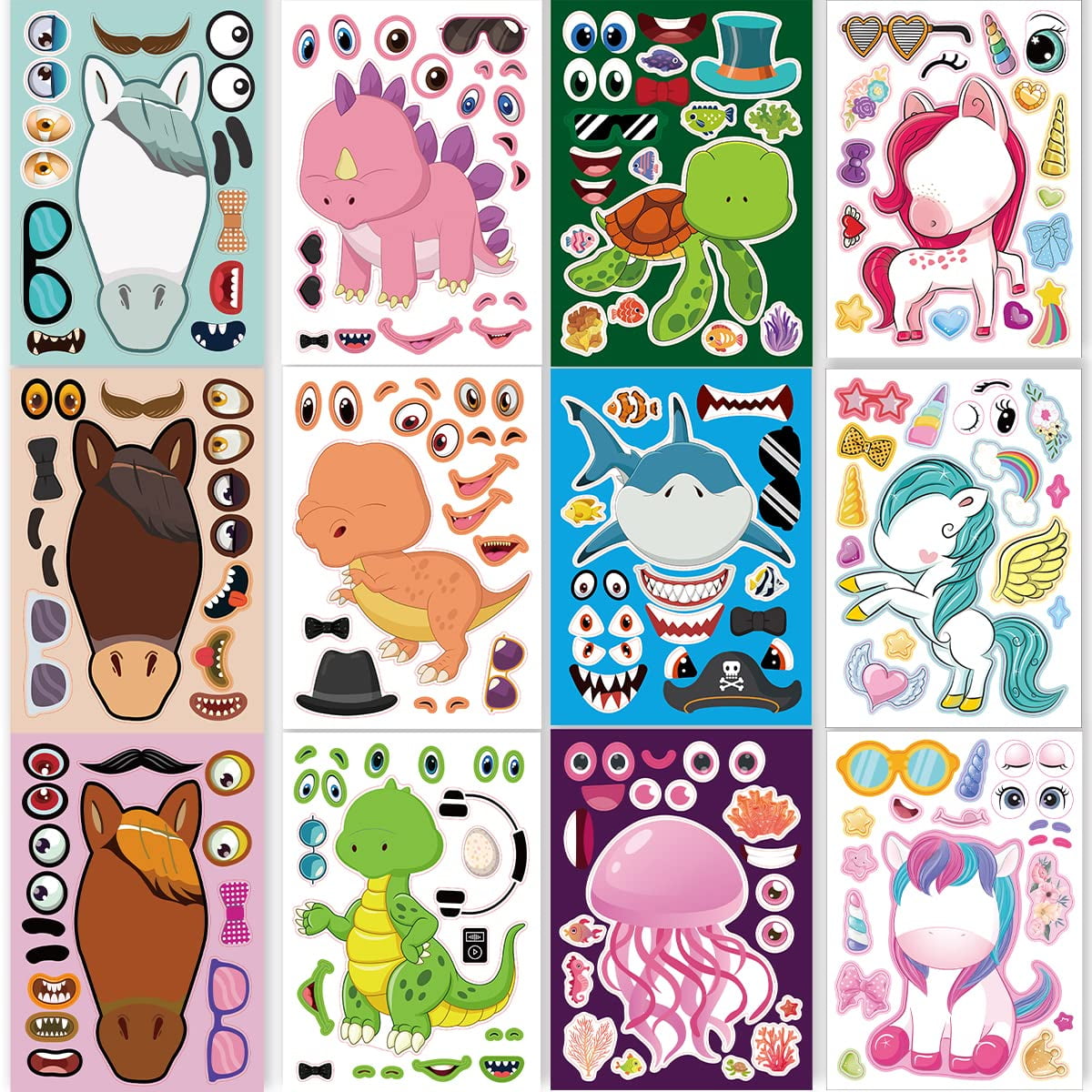 Set De Pegatinas Daiuni Make Your Own Para Niños Con Unicornios Y Dinosaurios