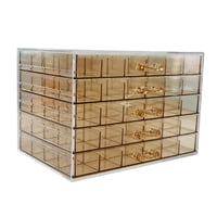 Ioensy - Pendientes Anillos Collares Caja De Almacenamiento Brillo De Uñas Accesorios De Diamantes De Imitación Estuche Marrón