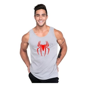 Persodesign - Polera Spiderman Superheroe Musculosa Tank Gym Pesas Talla Xl Gris Hombre