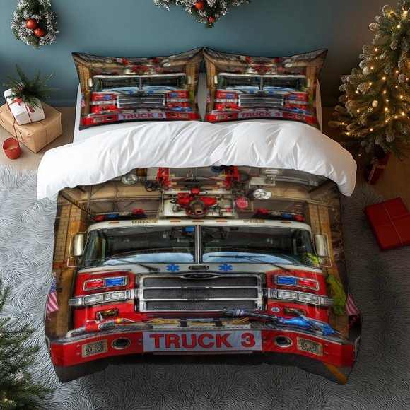 3pcs Fire Hero Fire Department Truck Printed bedding Made of 100% Polyester