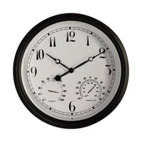 Bothyi - Reloj De Pared Al Aire Libre Termómetro Higrómetro Impermeable Garaje 38 Cm Reloj Redondo