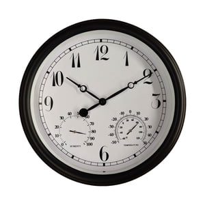 Bothyi - Reloj De Pared Al Aire Libre Termómetro Higrómetro Impermeable Garaje 38 Cm Reloj Redondo