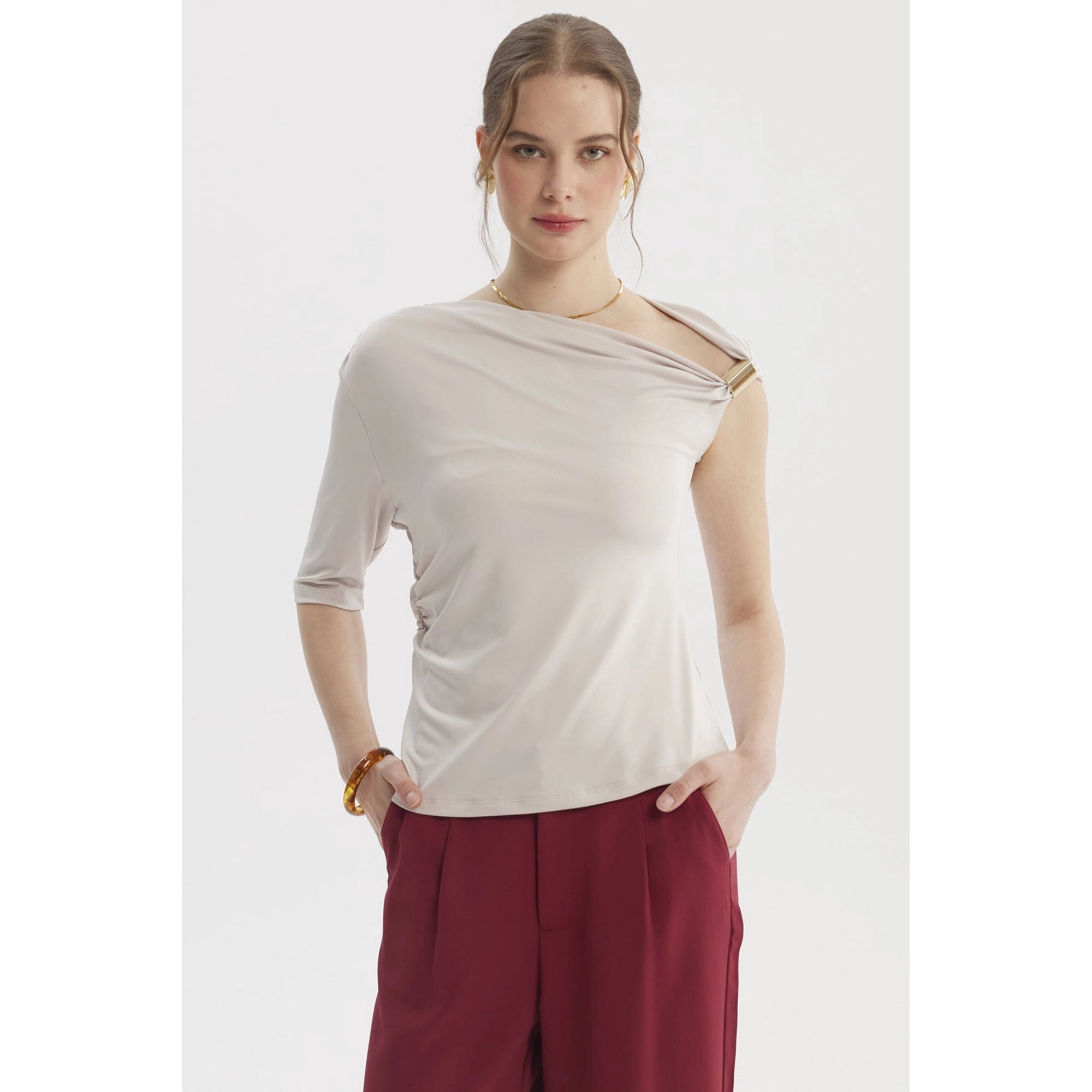 Fashionspark - Polera Mujer Asimétrico Arena