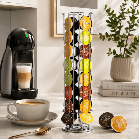 Porta Cápsulas Dolce Gusto Giratorio 32 Cápsulas Acero Inox