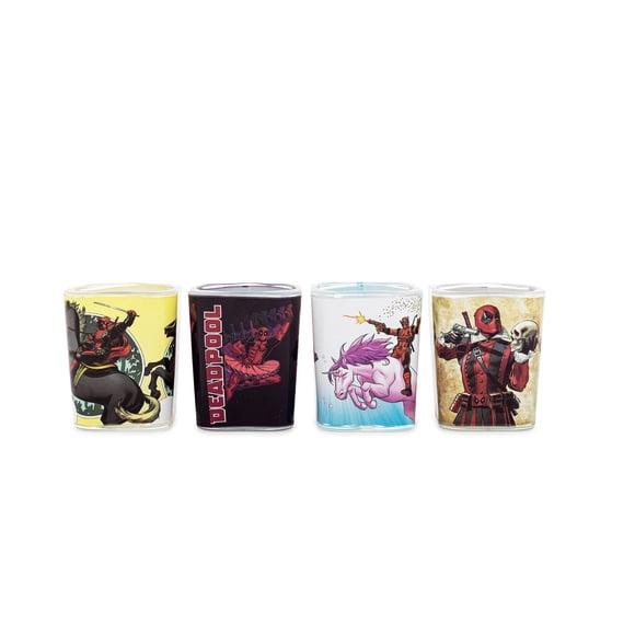 Minivasos de chupito plateados Buffalo Marvel Deadpool, 60 ml, paquete de 4