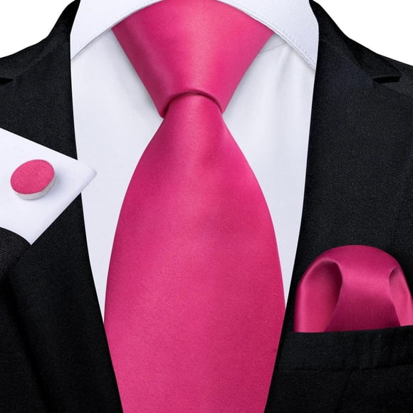 Corbatas Seda Hombres, Paño Y Colleras. Modelos De Un Tono rosa Talla Única