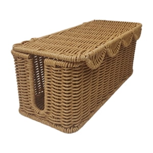 Bothyi - Caja Organizadora De Cables De Ratán Hecha A Mano Para Escritorio, 13,5 Cm De Altura.